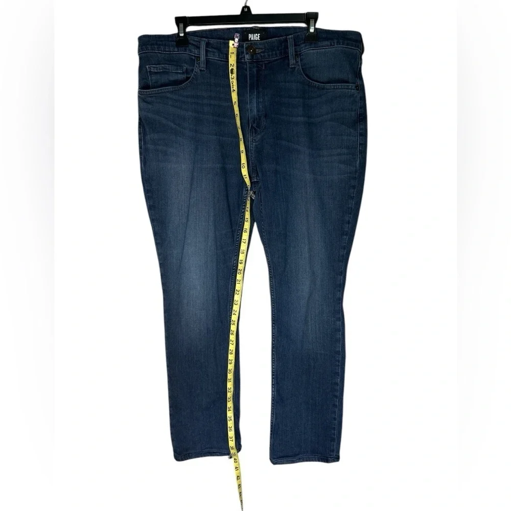 PAIGE Federal Blakely Blue Straight Jeans with Subtle Fading Sz 38